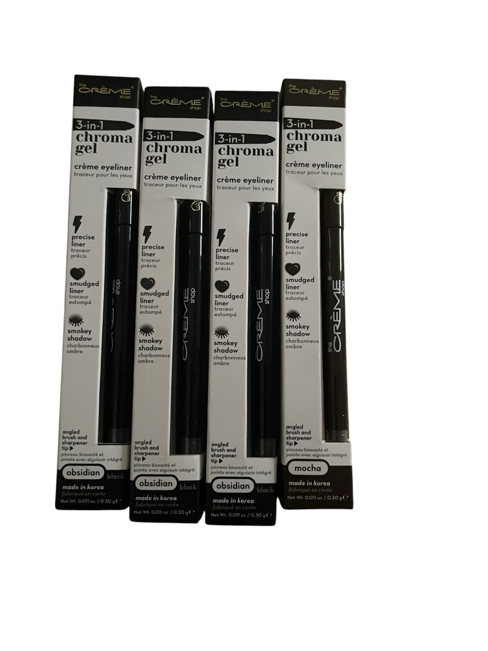The Creme Shop 3-in-1 Chroma Gel Eyeliner Black and Mocha Set of 4